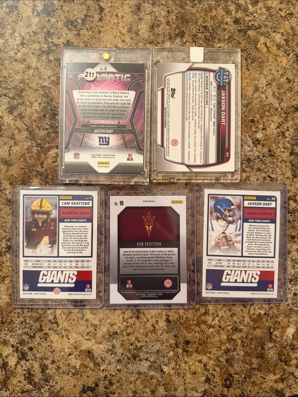 Giants Rookie Card Lot Jaxson Dart and Cam Skattebo